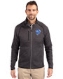 Los Angeles Rams Historic Cutter & Buck Mainsail Sweater-Knit Mens Big and Tall Full Zip Jacket Charcoal Heather Front
