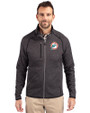 Miami Dolphins Historic Cutter & Buck Mainsail Sweater-Knit Mens Big and Tall Full Zip Jacket Charcoal Heather Front