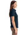 Los Angeles Chargers Historic Cutter & Buck Prospect Eco Textured Stretch Recycled Womens Short Sleeve Polo Navy Blue Side