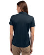 Los Angeles Chargers Historic Cutter & Buck Prospect Eco Textured Stretch Recycled Womens Short Sleeve Polo Navy Blue Back