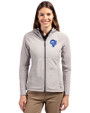 Los Angeles Rams Historic Cutter & Buck Adapt Eco Knit Hybrid Recycled Womens Full Zip Jacket Polished Medium Gray Front