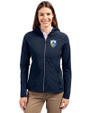 Los Angeles Chargers Historic Cutter & Buck Adapt Eco Knit Hybrid Recycled Womens Full Zip Jacket Navy Blue Front