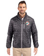 Miami Dolphins Historic Cutter & Buck Rainier PrimaLoft® Mens Eco Insulated Full Zip Printed Puffer Jacket Black Front