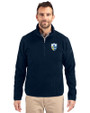Los Angeles Chargers Historic Cutter & Buck Cascade Eco Sherpa Fleece Mens Big & Tall Quarter Zip Jacket Navy Blue Front