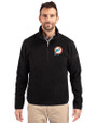 Miami Dolphins Historic Cutter & Buck Cascade Eco Sherpa Fleece Mens Big & Tall Quarter Zip Jacket Black Front