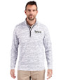 New York Jets Historic Cutter & Buck Traverse Stretch Eco Camo Print Quarter Zip Mens Big and Tall Pullover Charcoal Front