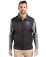Los Angeles Rams Historic Cutter & Buck Stealth Hybrid Quilted Mens Big and Tall Full Zip Windbreaker Jacket Black Front