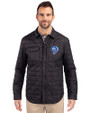 Los Angeles Rams Historic Cutter & Buck Rainier PrimaLoft® Mens Big and Tall Eco Insulated Quilted Shirt Jacket Black Front