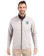 Los Angeles Chargers Historic Cutter & Buck Adapt Recycled Soft Knit Stretch Mens Hybrid Full Zip Jacket Polished Medium Gray Front