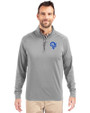 Los Angeles Rams Historic Cutter & Buck Adapt Eco Knit Stretch Recycled Mens Big and Tall Quarter Zip Pullover Polished Medium Gray Front