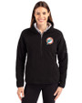 Miami Dolphins Historic Cutter & Buck Cascade Eco Fleece Womens Pullover Jacket Black Front