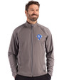 Los Angeles Rams Historic Cutter & Buck Adapt Recycled Soft Knit Stretch Mens Big & Tall Hybrid Full Zip Jacket Elemental Grey Front