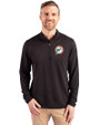 Miami Dolphins Historic Cutter & Buck Virtue Eco Pique Recycled Quarter Zip Mens Big & Tall Pullover Black Front