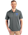 Los Angeles Rams Historic Cutter & Buck Prospect Eco Textured Stretch Recycled Mens Short Sleeve Polo Elemental Grey Front