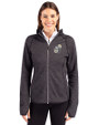 New Orleans Saints Historic Cutter & Buck Mainsail Full Zip Hooded Womens Jacket Charcoal Heather Front