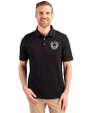 Las Vegas Raiders Historic Cutter & Buck Advantage Eco Tri-Blend Pique Mens Big and Tall Polo Black Front