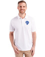 Los Angeles Rams Historic Cutter & Buck Advantage Eco Tri-Blend Pique Mens Big and Tall Polo White Front