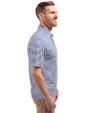 Los Angeles Rams Historic Cutter & Buck Virtue Eco Pique Stripe Recycled Mens Big and Tall Polo Tour Blue Side