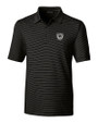 Las Vegas Raiders Historic Cutter & Buck Forge Pencil Stripe Stretch Mens Big and Tall Polo Black Mannequin