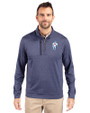 Tennessee Titans Historic Cutter & Buck Stealth Heathered Mens Big and Tall  Quarter Zip Pullover Liberty Navy Front