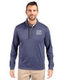 New York Giants Historic Cutter & Buck Stealth Heathered Mens Big and Tall  Quarter Zip Pullover Liberty Navy Front