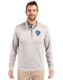 Los Angeles Rams Historic Cutter & Buck Stealth Heathered Mens Big and Tall  Quarter Zip Pullover Polished Medium Gray Front