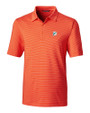 Miami Dolphins Historic Cutter & Buck Forge Pencil Stripe Stretch Mens Polo College Orange Mannequin