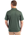 New York Jets Historic Cutter & Buck Forge Pencil Stripe Stretch Mens Polo Hunter Green Back