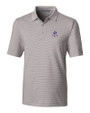 New England Patriots Historic Cutter & Buck Forge Pencil Stripe Stretch Mens Polo Polished Medium Gray Mannequin