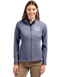 New York Giants Cutter & Buck Adapt Eco Knit Heather Recycled Womens Full Zip Navy Blue Heather Front