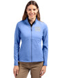 New York Giants Cutter & Buck Adapt Eco Knit Heather Recycled Womens Full Zip Tour Blue Heather Front