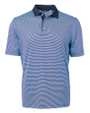 Los Angeles Chargers Cutter & Buck Virtue Eco Pique Micro Stripe Recycled Mens Polo Atlas/Navy Blue Mannequin