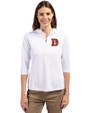 Denver Broncos Historic Cutter & Buck Virtue Eco Pique Recycled Half Zip Pullover Womens Hoodie White Front