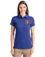 Denver Broncos Historic Cutter & Buck Advantage Eco Tri-Blend Pique Womens Polo Tour Blue Front