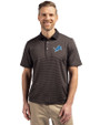 Detroit Lions Cutter & Buck Virtue Eco Pique Micro Stripe Recycled Mens Polo Black/Elemental Grey Front