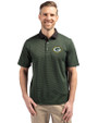 Green Bay Packers Cutter & Buck Virtue Eco Pique Micro Stripe Recycled Mens Polo Hunter/Black Front
