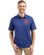 Denver Broncos Historic Cutter & Buck Virtue Eco Pique Recycled Mens Big and Tall Polo Tour Blue Front