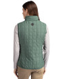 Green Bay Packers Historic Cutter & Buck Rainier PrimaLoft® Womens Eco Insulated Full Zip Puffer Vest Hunter Melange Back