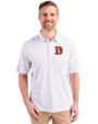 Denver Broncos Historic Cutter & Buck Forge Pencil Stripe Stretch Mens Polo White Front