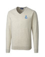 Detroit Lions Historic Cutter & Buck Lakemont Tri-Blend Mens V-Neck Pullover Sweater Oatmeal Heather Mannequin