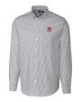 Denver Broncos Historic Cutter & Buck Stretch Oxford Stripe Mens Long Sleeve Dress Shirt Charcoal Mannequin