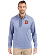 Denver Broncos Historic Cutter & Buck Stealth Heathered Quarter Zip Mens Pullover Tour Blue Front