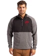 Buffalo Bills Historic Cutter & Buck Adapt Eco Knit Hybrid Recycled Mens Quarter Zip Black Heather/Black Front