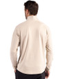 Denver Broncos Historic Cutter & Buck Adapt Recycled Soft Knit Stretch Mens Hybrid Quarter Zip Pullover  Wheat Heather Back