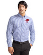 Buffalo Bills Historic Cutter & Buck Easy Care Stretch Gingham Mens Long Sleeve Dress Shirt Tour Blue Front