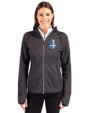 Detroit Lions Historic Cutter & Buck Mainsail Full Zip Hooded Womens Jacket Charcoal Heather Front
