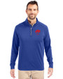 Buffalo Bills Historic Cutter & Buck Adapt Recycled Soft Knit Stretch  Mens Big & Tall Quarter Zip Pullover Tour Blue Front