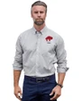 Buffalo Bills Historic Cutter & Buck Stretch Oxford Stripe Mens Big and Tall Long Sleeve Dress Shirt Charcoal Front