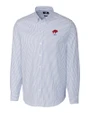 Buffalo Bills Historic Cutter & Buck Stretch Oxford Stripe Mens Big and Tall Long Sleeve Dress Shirt French Blue Mannequin
