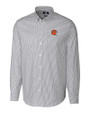 Cincinnati Bengals Historic Cutter & Buck Stretch Oxford Stripe Mens Big and Tall Long Sleeve Dress Shirt Charcoal Mannequin